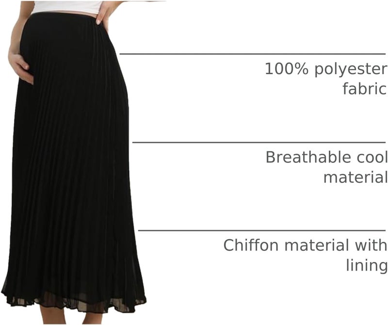 ColMi Long Skirts for Women Summer Maternity High Elastic Waist Pleated Chiffon Skirt Long Swing A-line Skirts - Image 3